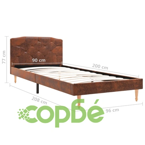 Рамка за легло, кафява, изкуствен велур, 90x200 см ➤ топ цена ➤ sorbe.bg