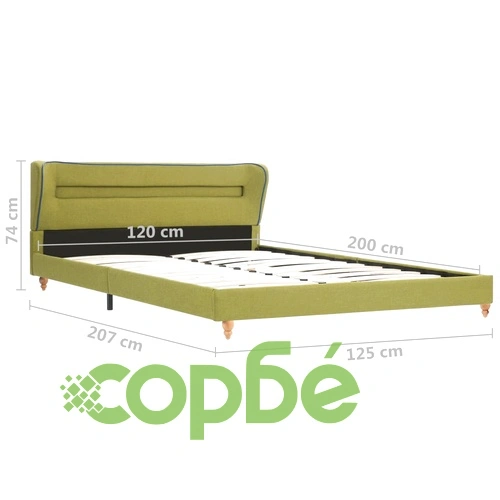 Рамка за легло с LED, зелена, плат, 120x200 см ➤ топ цена ➤ sorbe.bg