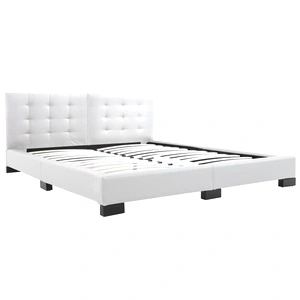 280635  Bed Frame White Faux Leather 160x200 cm