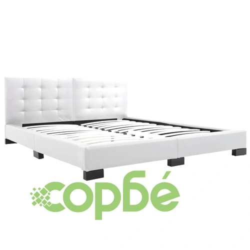 280635  Bed Frame White Faux Leather 160x200 cm ➤ топ цена ➤ sorbe.bg