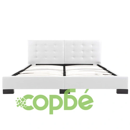 280635  Bed Frame White Faux Leather 160x200 cm ➤ топ цена ➤ sorbe.bg