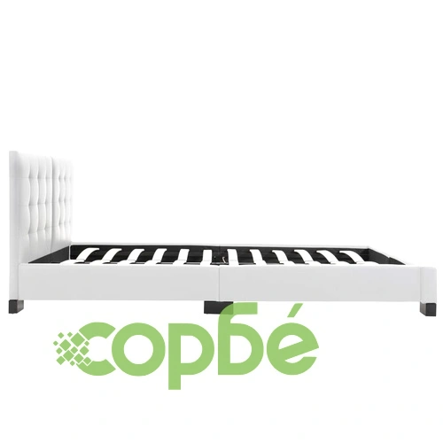 280635  Bed Frame White Faux Leather 160x200 cm ➤ топ цена ➤ sorbe.bg