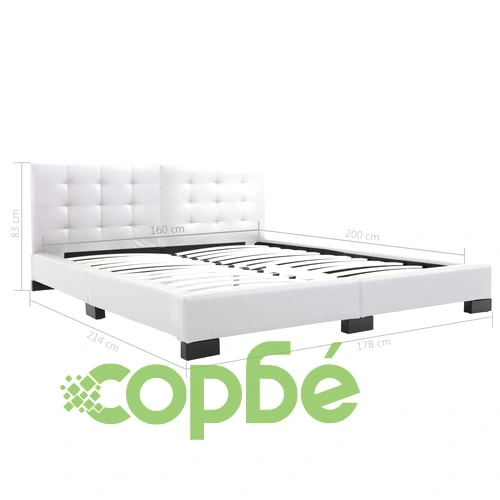 280635  Bed Frame White Faux Leather 160x200 cm ➤ топ цена ➤ sorbe.bg