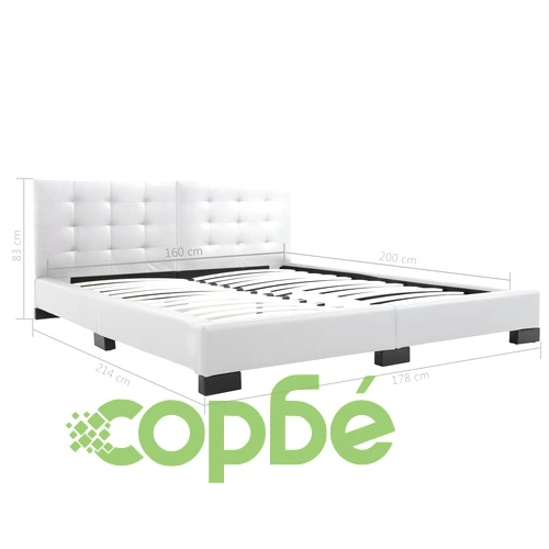 280635  Bed Frame White Faux Leather 160x200 cm ➤ топ цена ➤ sorbe.bg