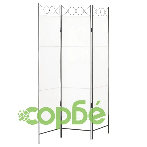 Параван за стая, 3 панела, бял, 120x180 см ➤ топ цена ➤ sorbe.bg