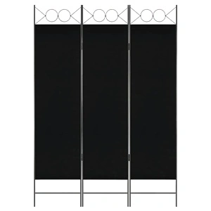 Параван за стая, 3 панела, черен, 120x180 см