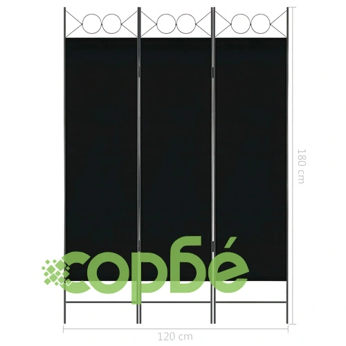 Параван за стая, 3 панела, черен, 120x180 см ➤ топ цена ➤ sorbe.bg