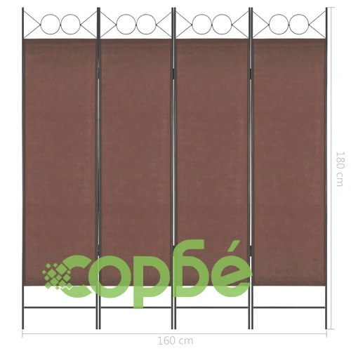 Параван за стая, 4 панела, кафяв, 160x180 см ➤ топ цена ➤ sorbe.bg