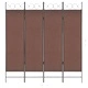 Параван за стая, 4 панела, кафяв, 160x180 см