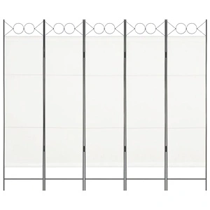 Параван за стая, 5 панела, бял, 200x180 см