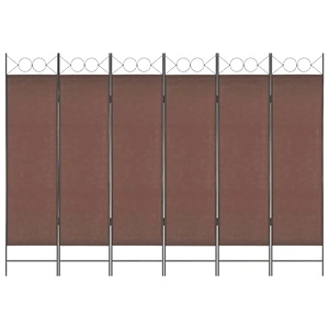 Параван за стая, 6 панела, кафяв, 240x180 cм