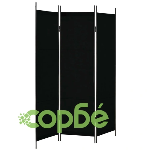 Параван за стая, 3 панела, черен, 150x180 см ➤ топ цена ➤ sorbe.bg