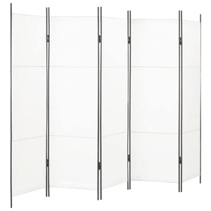 Параван за стая, 5 панела, бял, 250x180 см