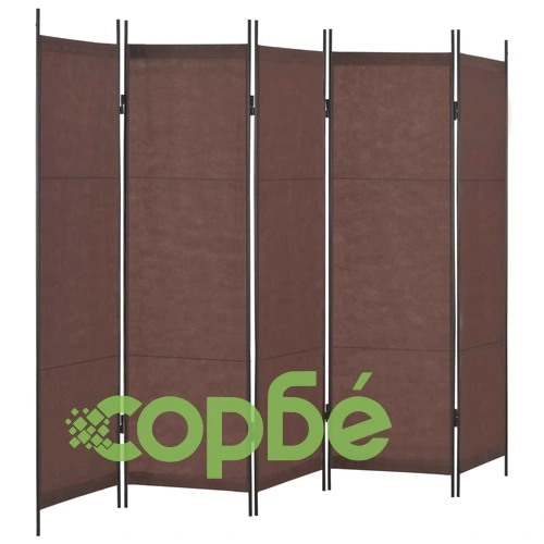 Параван за стая, 5 панела, кафяв, 250x180 см ➤ топ цена ➤ sorbe.bg