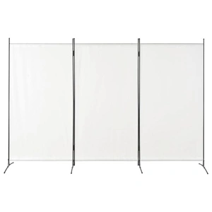 Параван за стая, 3 панела, бял, 260x180 см