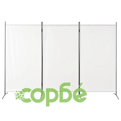 Параван за стая, 3 панела, бял, 260x180 см ➤ топ цена ➤ sorbe.bg