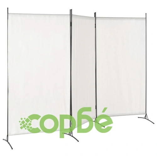 Параван за стая, 3 панела, бял, 260x180 см ➤ топ цена ➤ sorbe.bg
