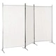 Параван за стая, 3 панела, бял, 260x180 см