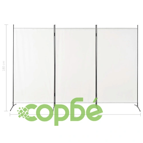 Параван за стая, 3 панела, бял, 260x180 см ➤ топ цена ➤ sorbe.bg