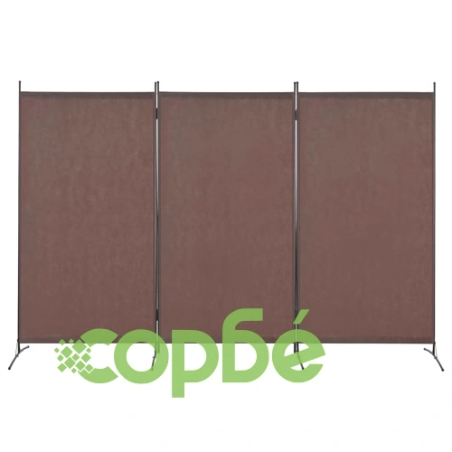 Параван за стая, 3 панела, кафяв, 260x180 см ➤ топ цена ➤ sorbe.bg