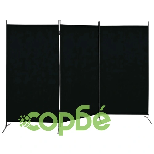 Параван за стая, 3 панела, черен, 260x180 см ➤ топ цена ➤ sorbe.bg