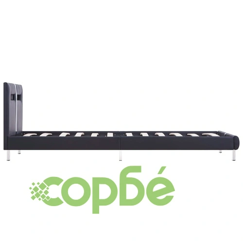 Рамка за легло с LED, черна, изкуствена кожа, 90x200 cм ➤ топ цена ➤ sorbe.bg