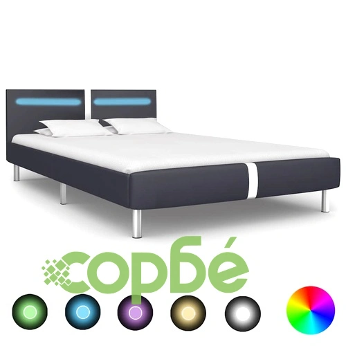 Рамка за легло с LED, черна, изкуствена кожа, 140x200 cм ➤ топ цена ➤ sorbe.bg