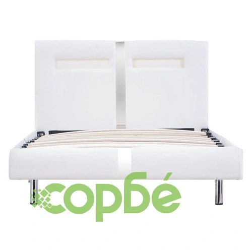 Рамка за легло с LED, бяла, изкуствена кожа, 90x200 cм ➤ топ цена ➤ sorbe.bg