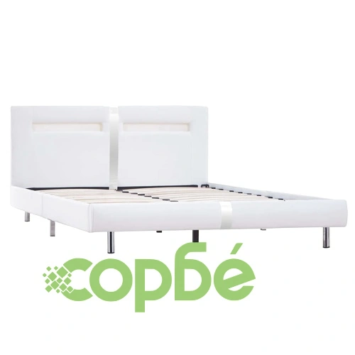 Рамка за легло с LED, бяла, изкуствена кожа, 120x200 cм ➤ топ цена ➤ sorbe.bg