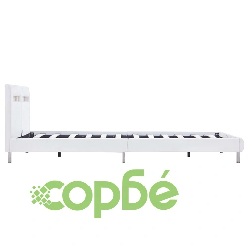 Рамка за легло с LED, бяла, изкуствена кожа, 140x200 cм ➤ топ цена ➤ sorbe.bg