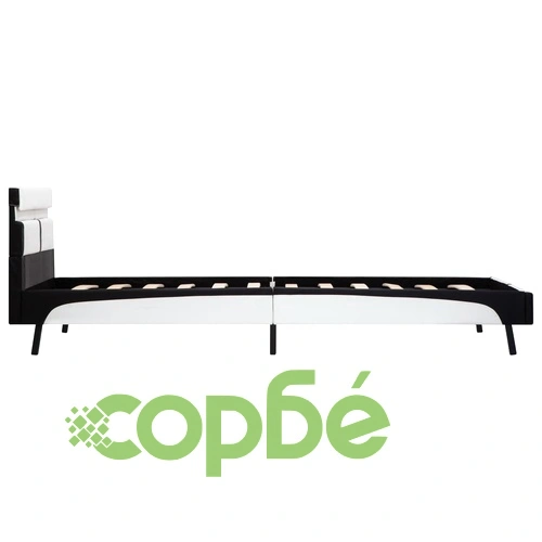 Рамка за легло с LED, бяло и черно, изкуствена кожа, 90x200 cм ➤ топ цена ➤ sorbe.bg