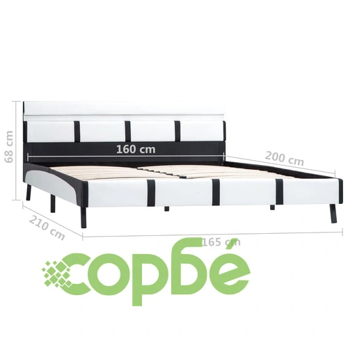 Рамка за легло с LED, бяла, изкуствена кожа, 160x200 cм ➤ топ цена ➤ sorbe.bg