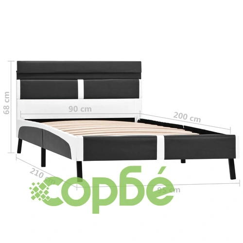 Рамка за легло с LED, сива, изкуствена кожа, 90x200 cм ➤ топ цена ➤ sorbe.bg