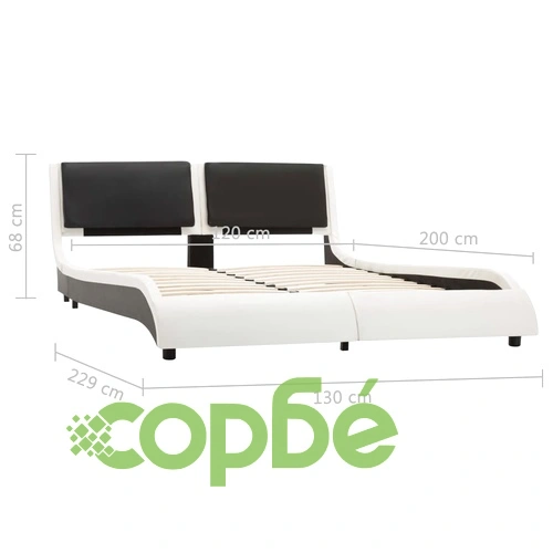Рамка за легло с LED, бяло и черно, изкуствена кожа, 120x200 cм ➤ топ цена ➤ sorbe.bg