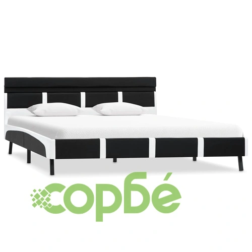 Рамка за легло с LED, сиво и бяло, изкуствена кожа, 120x190 cм ➤ топ цена ➤ sorbe.bg