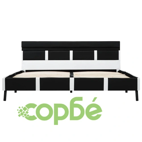 Рамка за легло с LED, сиво и бяло, изкуствена кожа, 120x190 cм ➤ топ цена ➤ sorbe.bg