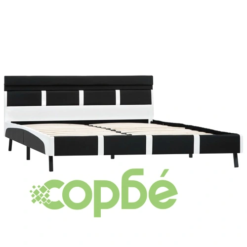 Рамка за легло с LED, сиво и бяло, изкуствена кожа, 120x190 cм ➤ топ цена ➤ sorbe.bg