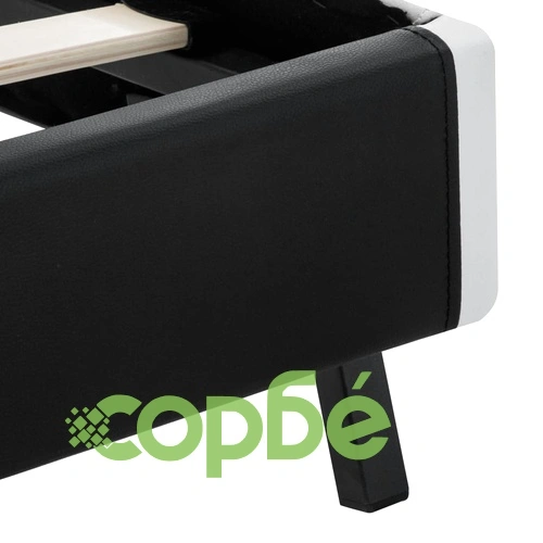 Рамка за легло с LED, сиво и бяло, изкуствена кожа, 120x190 cм ➤ топ цена ➤ sorbe.bg