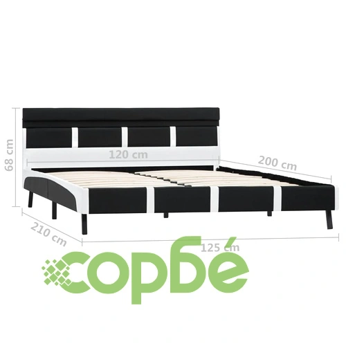 Рамка за легло с LED, сиво и бяло, изкуствена кожа, 120x190 cм ➤ топ цена ➤ sorbe.bg