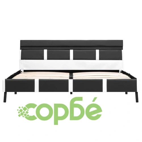 Рамка за легло с LED, сиво и бяло, изкуствена кожа, 135x190 cм ➤ топ цена ➤ sorbe.bg
