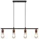 Таванна лампа с крушки filament, 2 W, черно и мед, 80 см, E27