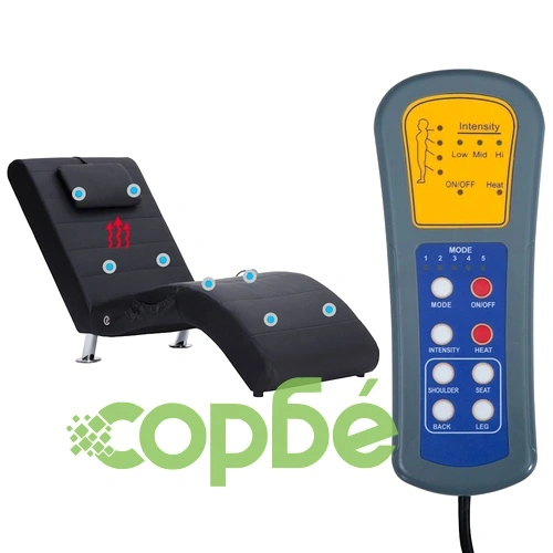 Масажираща кушетка с възглавница, черна, изкуствена кожа ➤ топ цена ➤ sorbe.bg