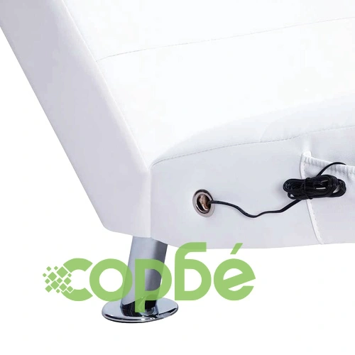 Масажираща кушетка с възглавница, бяла, изкуствена кожа ➤ топ цена ➤ sorbe.bg