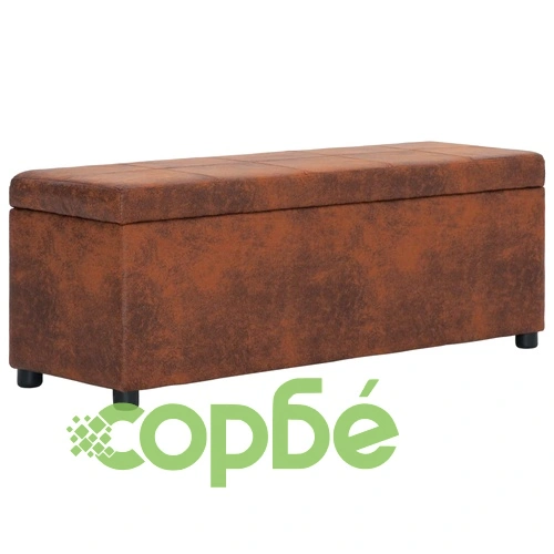 Пейка с отделение за съхранение 116 см кафява изкуствен велур ➤ топ цена ➤ sorbe.bg