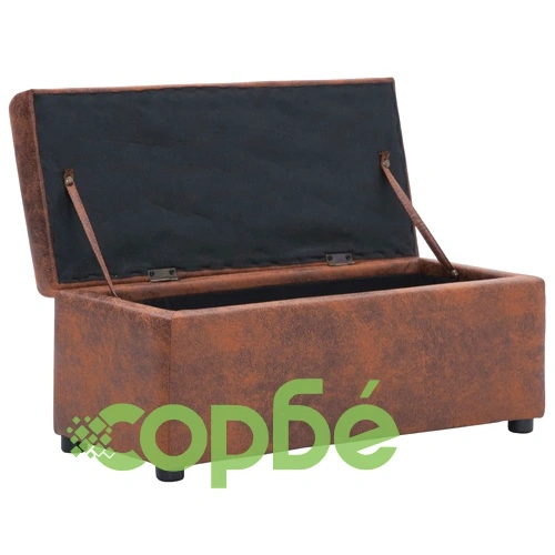 Пейки с табуретка, 3 бр, кафяви, изкуствен велур ➤ топ цена ➤ sorbe.bg