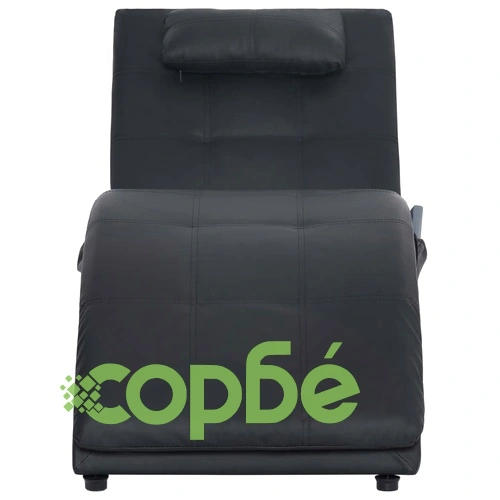 Масажираща кушетка с възглавница, черна, изкуствена кожа ➤ топ цена ➤ sorbe.bg