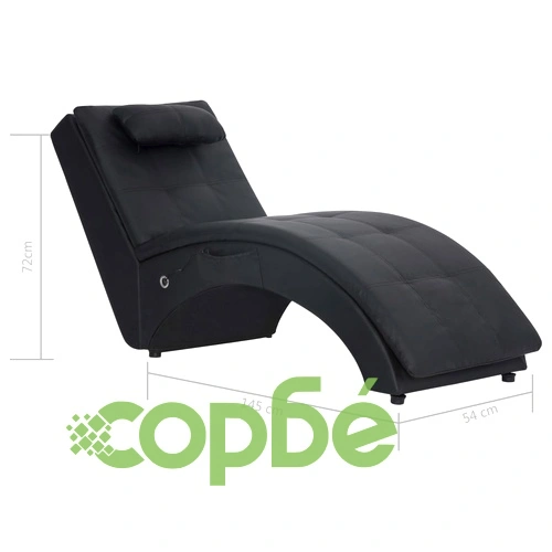 Масажираща кушетка с възглавница, черна, изкуствена кожа ➤ топ цена ➤ sorbe.bg