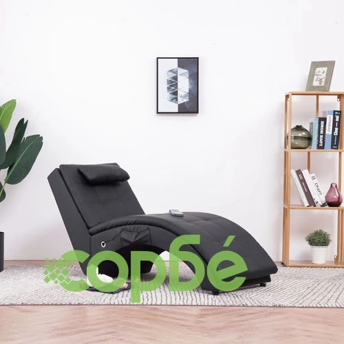 Масажираща кушетка с възглавница, черна, изкуствена кожа ➤ топ цена ➤ sorbe.bg