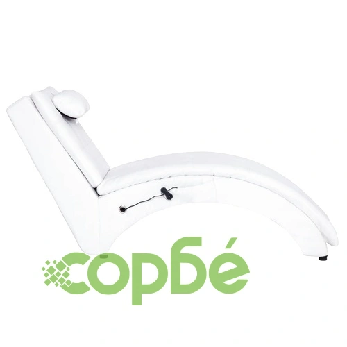 Масажираща кушетка с възглавница, бяла, изкуствена кожа ➤ топ цена ➤ sorbe.bg