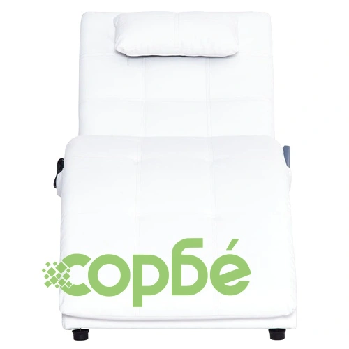 Масажираща кушетка с възглавница, бяла, изкуствена кожа ➤ топ цена ➤ sorbe.bg